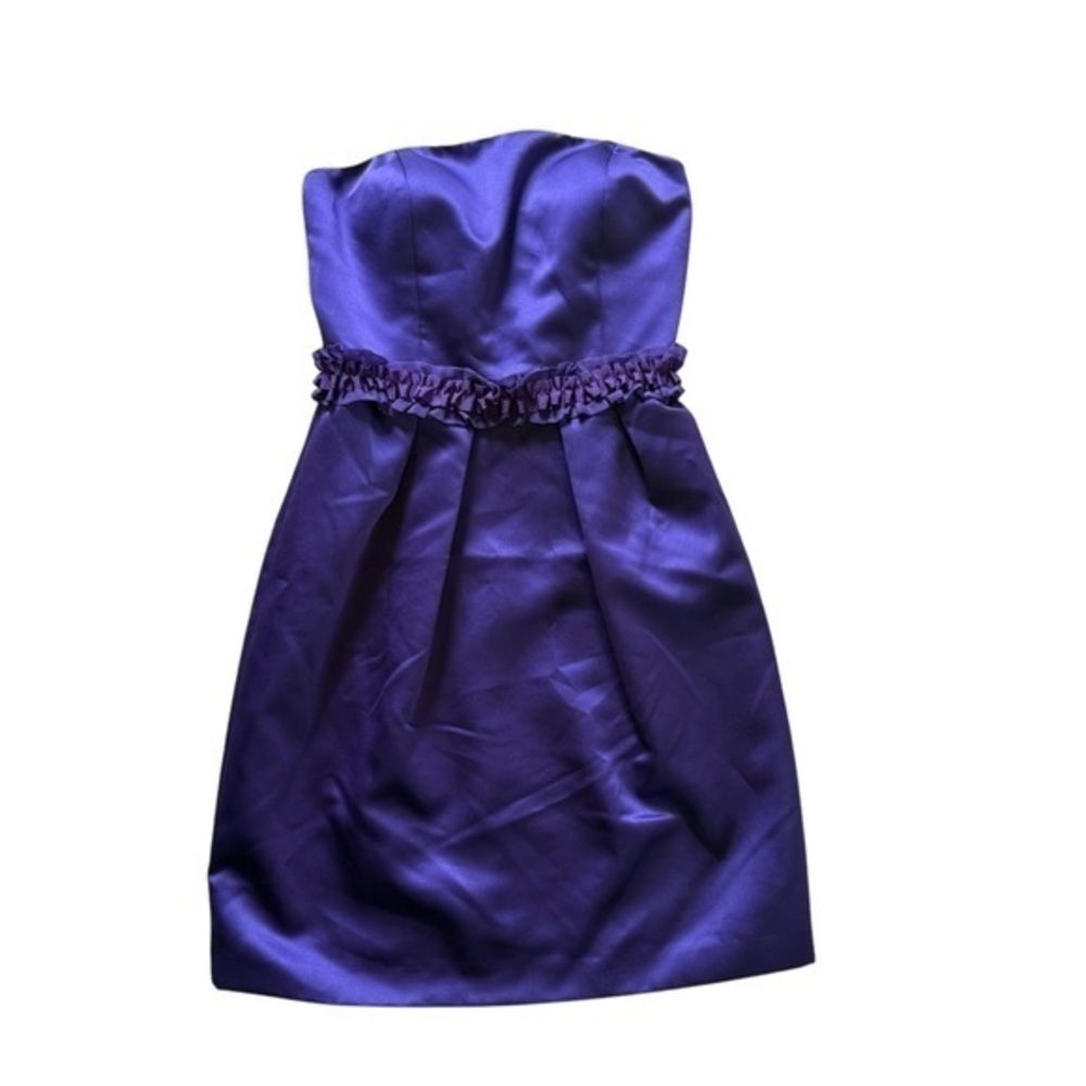 Antonio Melani Vibrant Strapless 100% silk ruffle Purple Dress